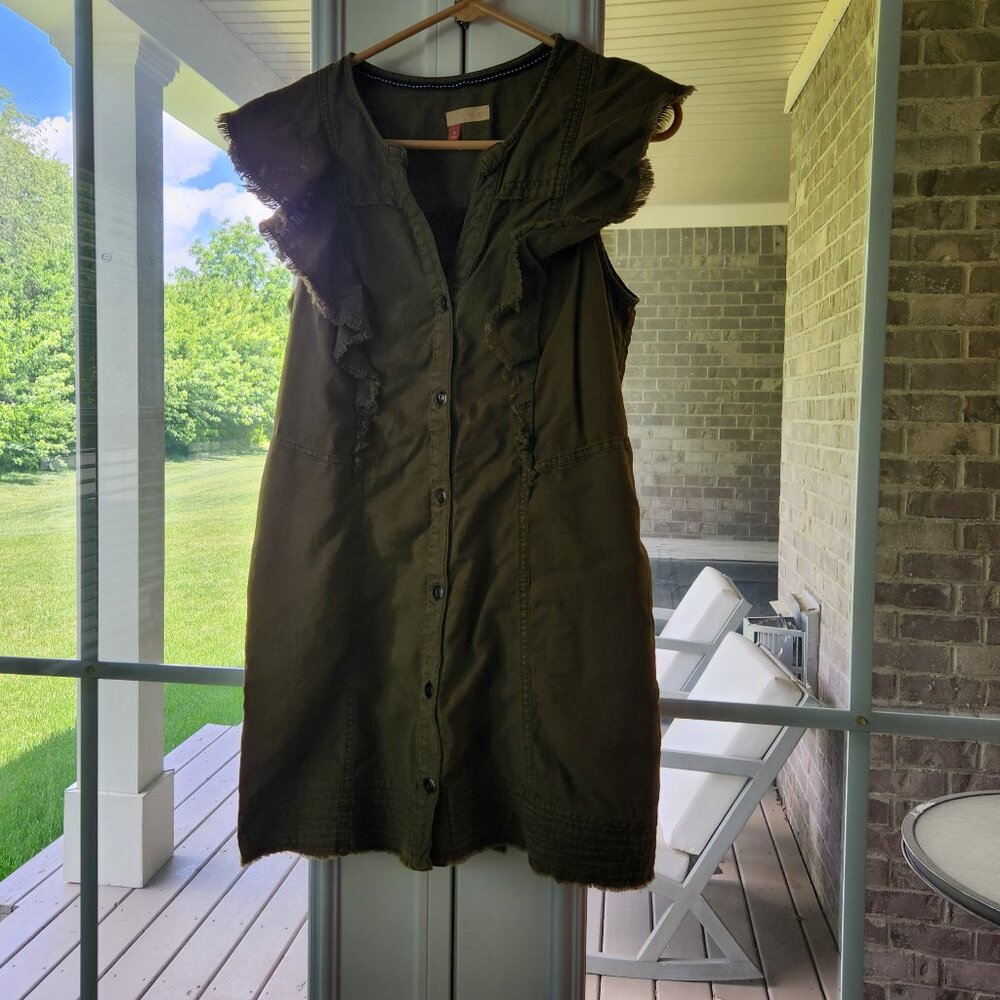 Pilcro Anthropologie Brown Button Down Dress Medium Super Soft Comfortable - Picture 3 of 11